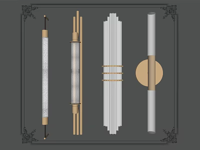 Modern Home Decor Wall Lamps With Cylindrical Striped Shapes And Mixed Materials 3d model