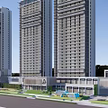 Modern High Rise Residential Complex With Green Spaces And Surrounding Facilities