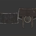 Rustic Industrial Metal Component With Grille Panel And Circular Wheel