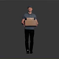A Man Wearing Cap Walking And Holding Two Cardboard Boxes