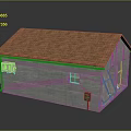 Small House Model With Gray Walls Red Tiled Roof Window Garage Door And Air Conditioner