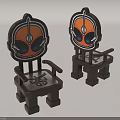 Playful Kids Chair With Orange Gray Cartoon Face Design And Armrests For Children