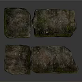 Natural Stone Wood Pieces with Mossy Texture for Rustic Decorative Use 3d model