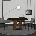 Round Wooden Dining Table Set With Transparent Acrylic Chairs Floor Lamp And Gray Wall