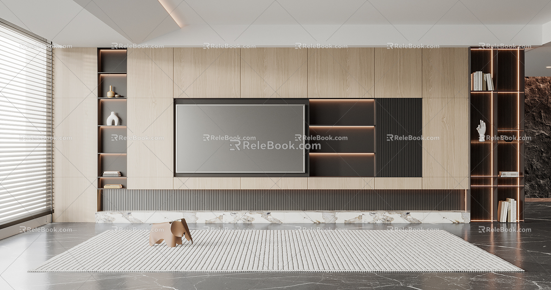 Modern TV background cabinet TV background wall 3d model