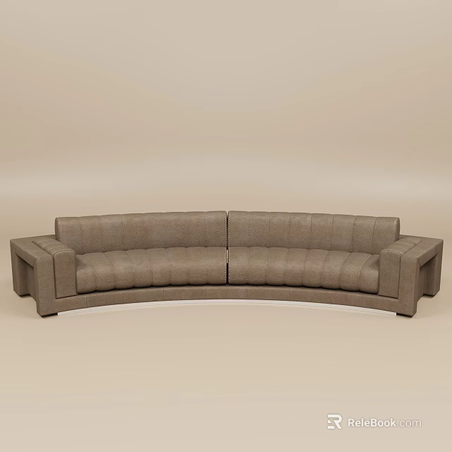 Sleek Curved Brown Leather Sectional Sofa With Modern Design And Comfortable Seating 3d model 
