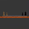 Black and White Checkered Chessboard With Orange Wooden Base And Arranged Chess Pieces