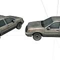 Two Old Worn Light Gray Cars Side And Front Side Views Against White Background