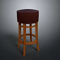 Sturdy Modern Bar Stool With Wooden Frame And Burgundy Padded Seat