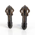 Ancient Ornate Weapon Featuring Symmetric Metal Design And Intricate Carvings