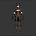 Game Movie Character With Red Hair Brown Hat Red Top Blue Pants And Brown Boots