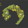 Golden Honeycomb Structure Fashion Headpiece With Semicircular Design And Reflective Surface For Stylish Clothing Accessories