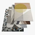 Modern Abstract Square Rugs with Circular Hexagonal Patterns and Neutral Tones 3d model