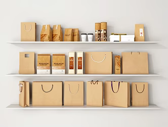 Modern paper bag kraft paper bag kraft paper packaging bag gift bag packing bag 3d model