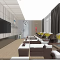 Elegant SPA Sauna Interior Design With Comfortable Chairs Warm Lighting And Plants