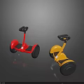 Stylish Two Colored Red And Yellow Electric Hoverboards With Handlebar Design