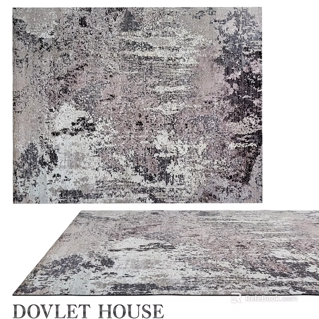 Modern Abstract Square Carpet With Gray Black White Textured Pattern For Home Decor 3d model 