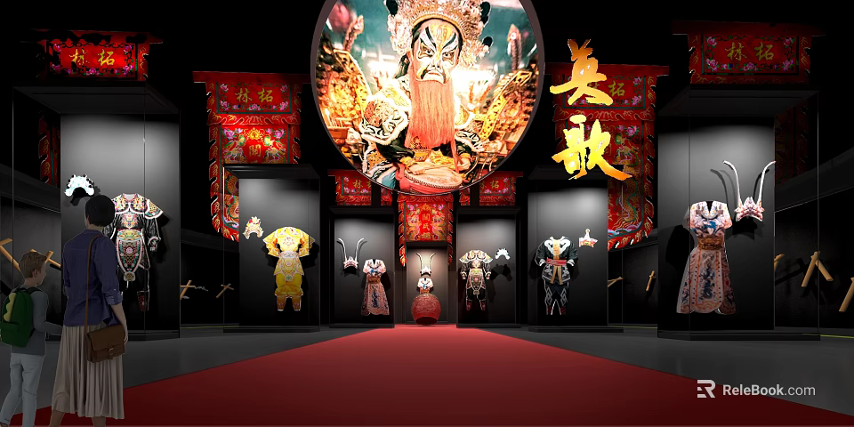 Cultural Center Showcasing Peking Opera Masks Traditional Costumes and Yingge Culture 3d model 