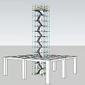 3D Model of Spiral Staircase Structure With Grid Foundation and Supports