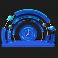 Futuristic Blue Tech Arc Structure With Clock And Planets Photo Spot