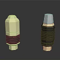 Gold And Black Mechanical Components With Hexagonal Structure And Threaded Design