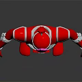 Red And Black Armored Warrior Character With Creature Inspired Helmet And Boots