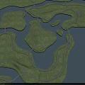 Aerial Planning of Interconnected Green Islands with Blue Water Bodies and Winding Roads
