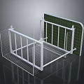 White Metal Frame Scene Component With Wire Mesh And Green Panel
