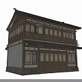 Ancient Traditional Architecture With Two Story Wooden Structure And Tile Roof