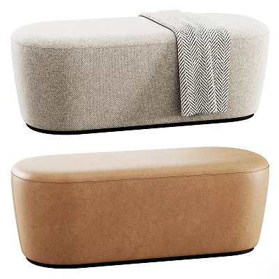 Light Gray Fabric Sofa with Herringbone Throw Blanket and Brown Leather Coffee Table Set 3d model