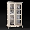 Light And Dark Glass Cabinets With Dishes Cups And Books For Home Interior