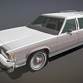 Vintage White Station Wagon With Roof Rack And Classic Silver Body Design
