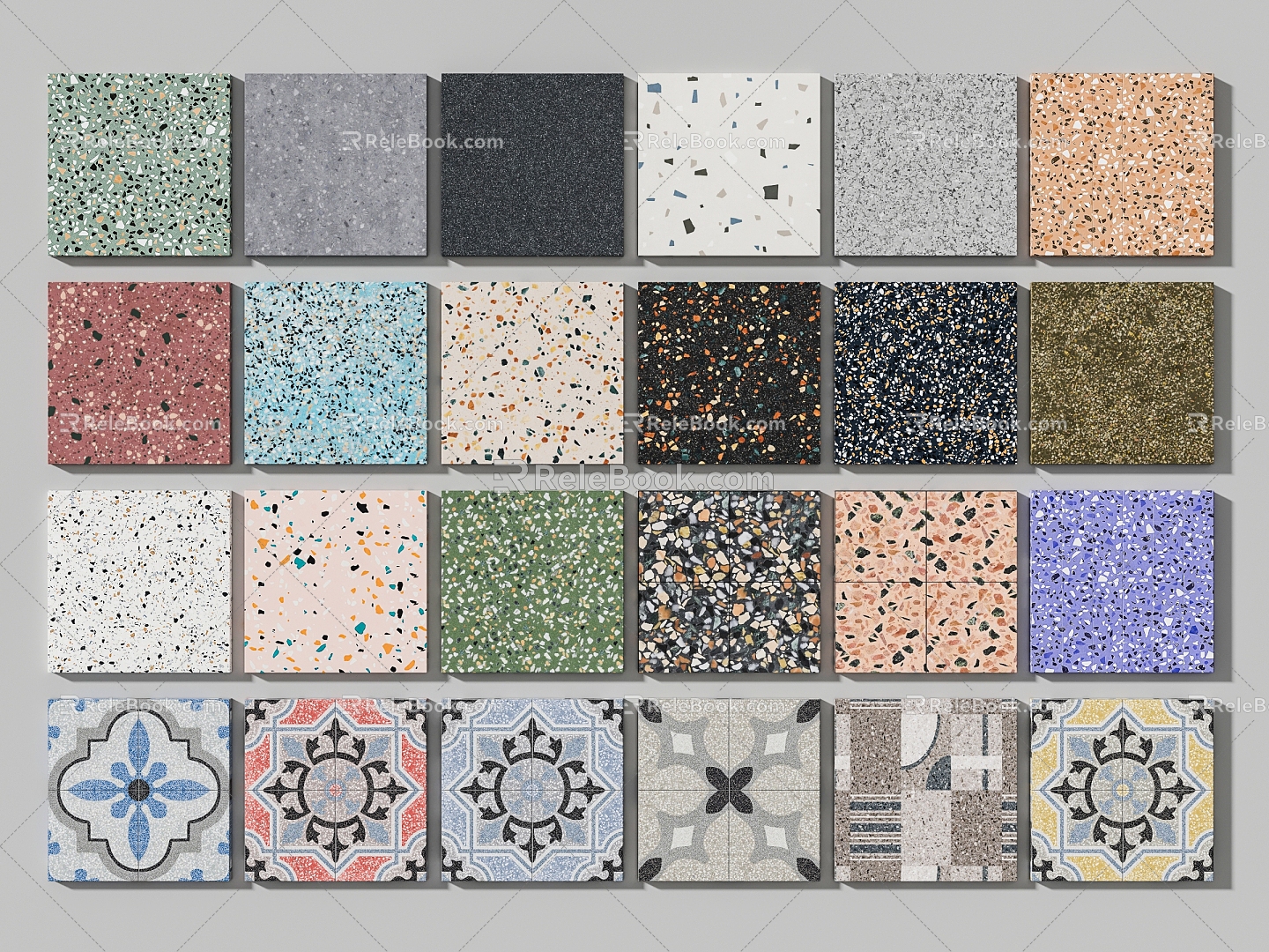 Modern floor tile terrazzo ground combination 3d model