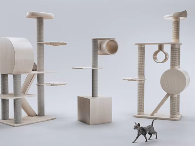 Stylish Modern Cat Trees With Scratching Posts Platforms And Cat Play Areas 3d model