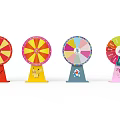 Colorful Spinning Wheels With Cartoon Character Bases And Vibrant Designs