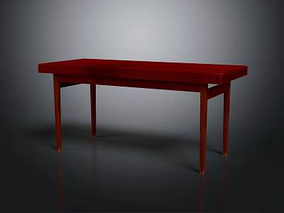 Modern Red Rectangular Table With Simple Design Sleek Legs And Smooth Surface 3d model