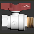 Brass Ball Valve with Red Handle and Silver Body Marked 2017.06 3d model