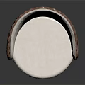 Elegant Modern Sofa Stool With White Upholstery Brown Trim And Gold Base