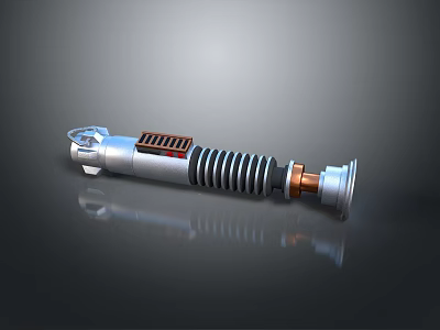 Silver Metallic Weapon With Red Accent And Spiral Design Handle 3d model