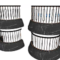 Modern Black Decorative Railings With Marble Base And Various Designs 3d model