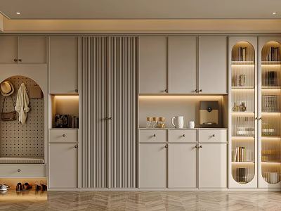 Modern Minimalist Sideboard With Open Shelves Closed Cabinets Built in Lighting And Elegant Design 3d model