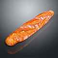 Golden Brown Baked Baguette With Crispy Crust On Black Background