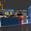 City Center Car Exhibition Display Booth With Multiple Vehicles And Decorations