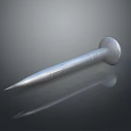 Metal Nail With Round Head And Sharp Point On Reflective Surface 3d model
