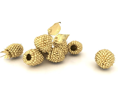 Golden Berry Shaped Decorative Ornament Set with Leaf Accents and Pieces 3d model