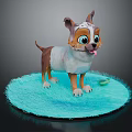 Cartoon Dog Game Movie Character 3D Model with Blue Mat and Tongue Out