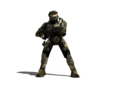 Military Game Movie Character In Camouflage Uniform With Rifle And Helmet 3d model