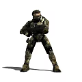 Military Game Movie Character In Camouflage Uniform With Rifle And Helmet