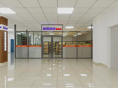 Modern Shopping Mall Retail Store Interior With Glass Doors Shelves And Tile Floor 3d model
