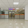 Modern Shopping Mall Retail Store Interior With Glass Doors Shelves And Tile Floor